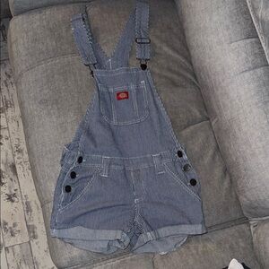 Dickies Blue and White Striped Overalls